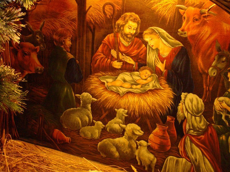 Baby Jesus in Manger — Brown, Serene
