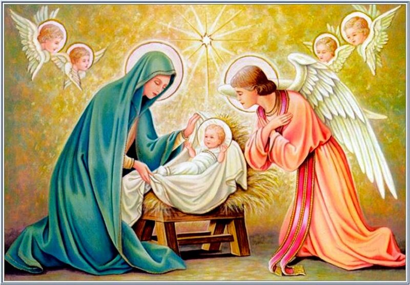 Baby Jesus in Manger — Gold, Serene