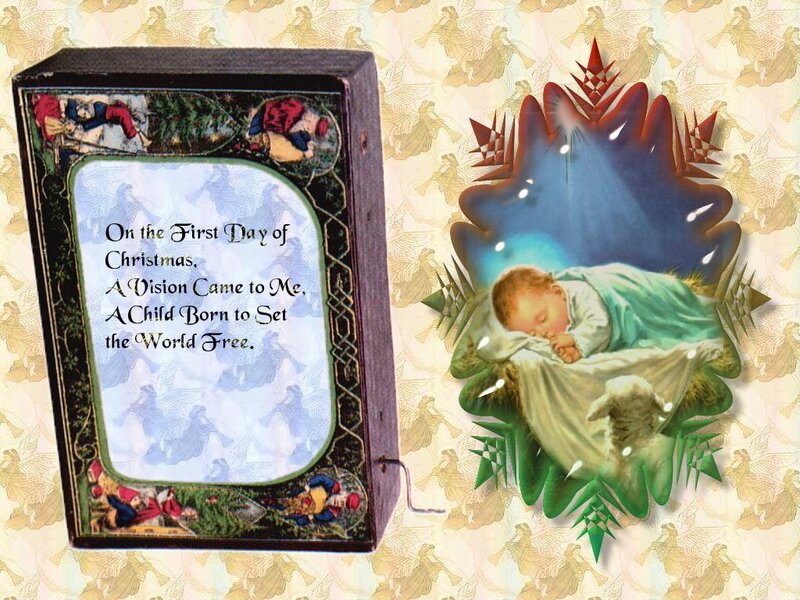 Baby Jesus in Manger — Green, Serene