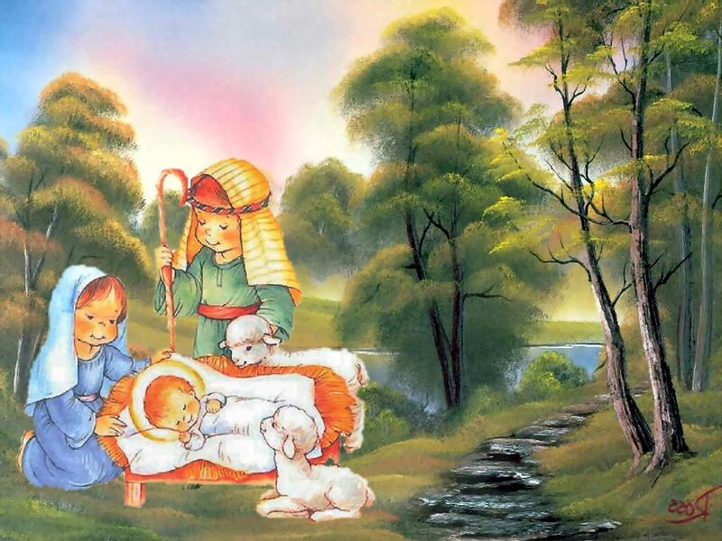 Baby Jesus in Manger — Green
