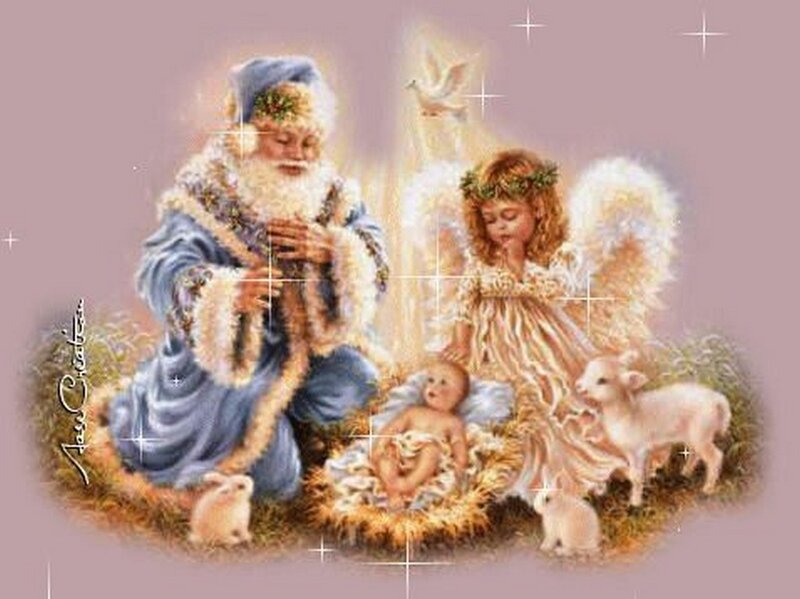 Baby Jesus in Manger — Purple, Serene