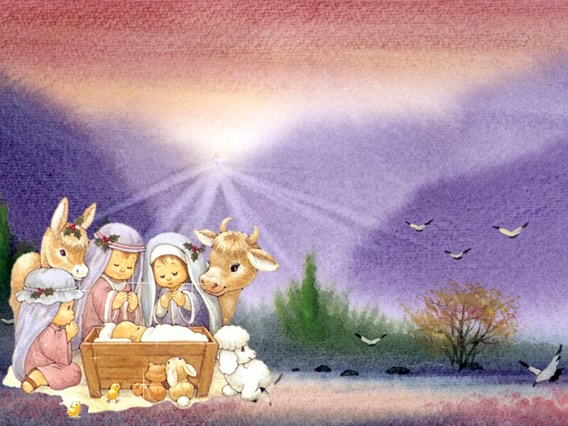 Baby Jesus in Manger — Purple