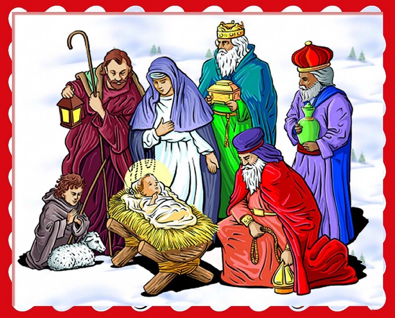Baby Jesus in Manger — Red, Reverent