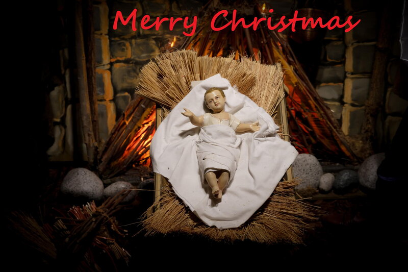 Baby Jesus in Manger — White, Serene, Night, Photograph