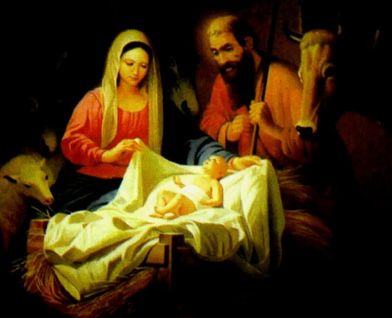 Baby Jesus in Manger — White, Serene, Night