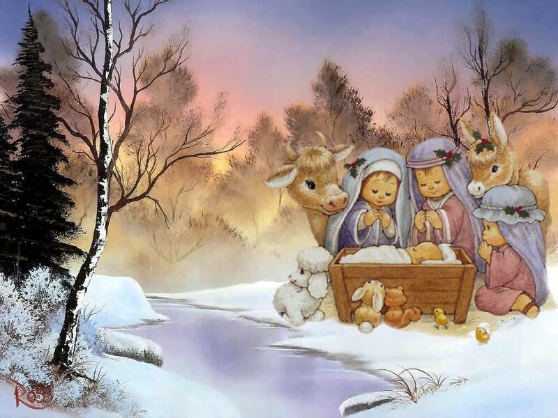 Baby Jesus in Manger — White, Serene