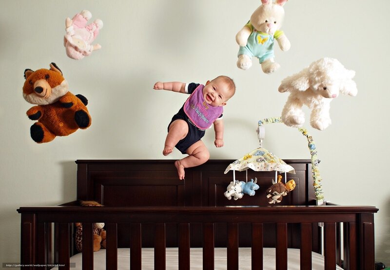 Baby Jumping in Crib