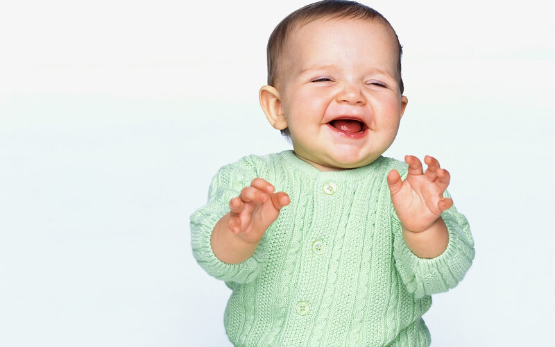 Baby Laughing in Sweater