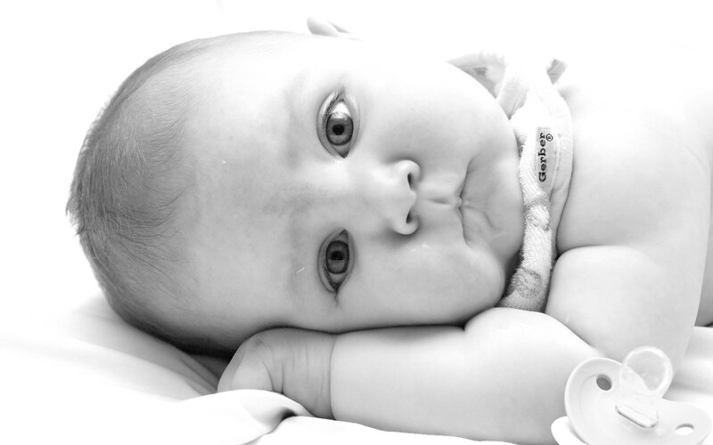 Baby Lying on Back — Black, Calm, Photograph, Pacifier
