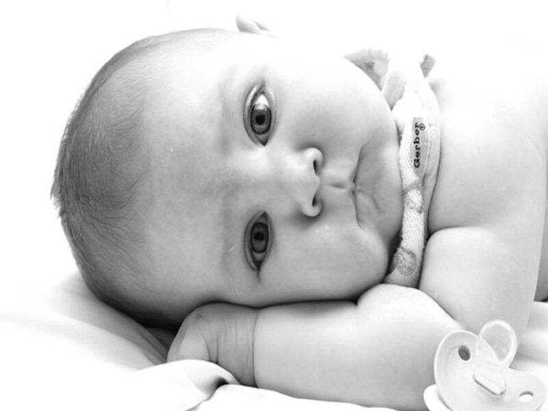 Baby Lying on Back — Black, Calm