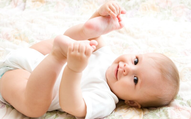 Baby Lying on Back — White, Calm, Photograph, Diaper