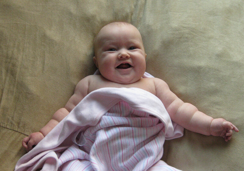 Baby Lying on Blanket — Pink