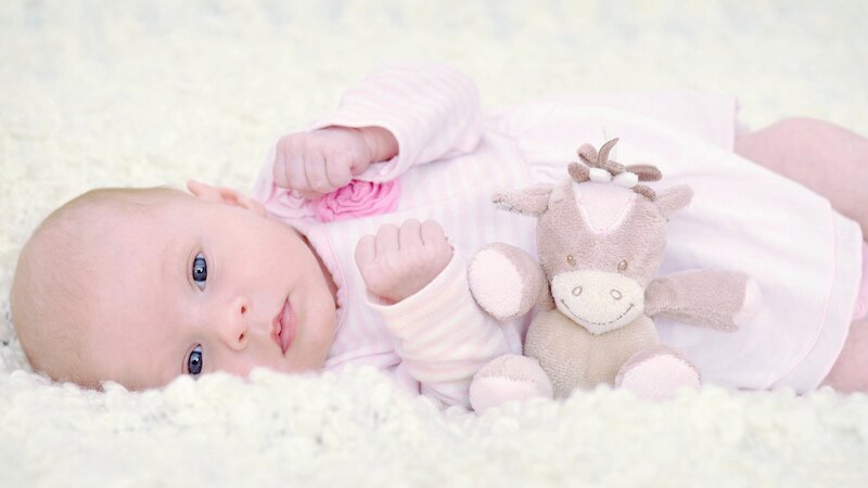 Baby Lying on Blanket — White, Calm, Photograph