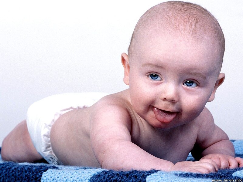 Baby Lying on Stomach — Blue