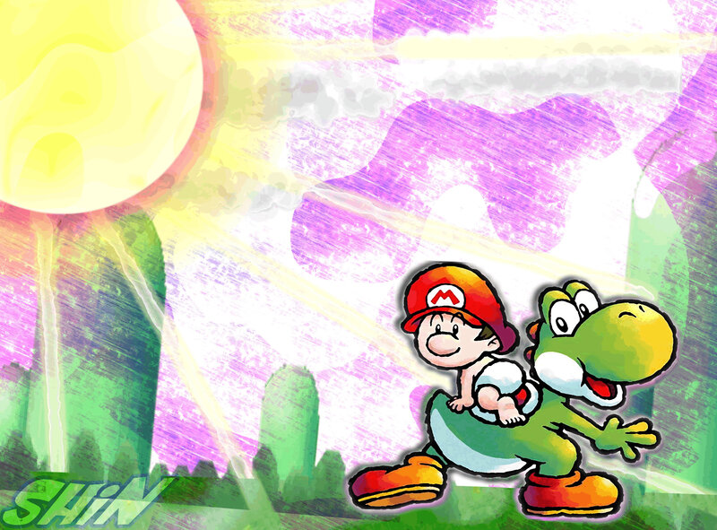Baby Mario on Yoshi