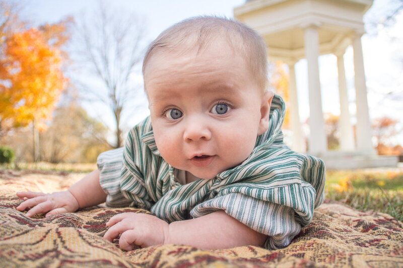 Baby on Blanket — Green