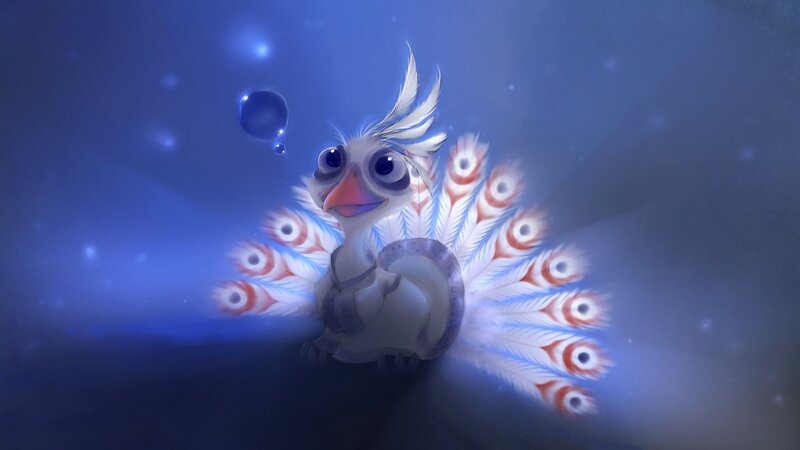 Baby Peacock with Fanned Tail