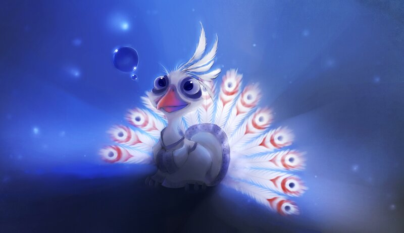 Baby Peacock with Open Tail