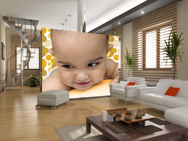 Baby photo in modern living room