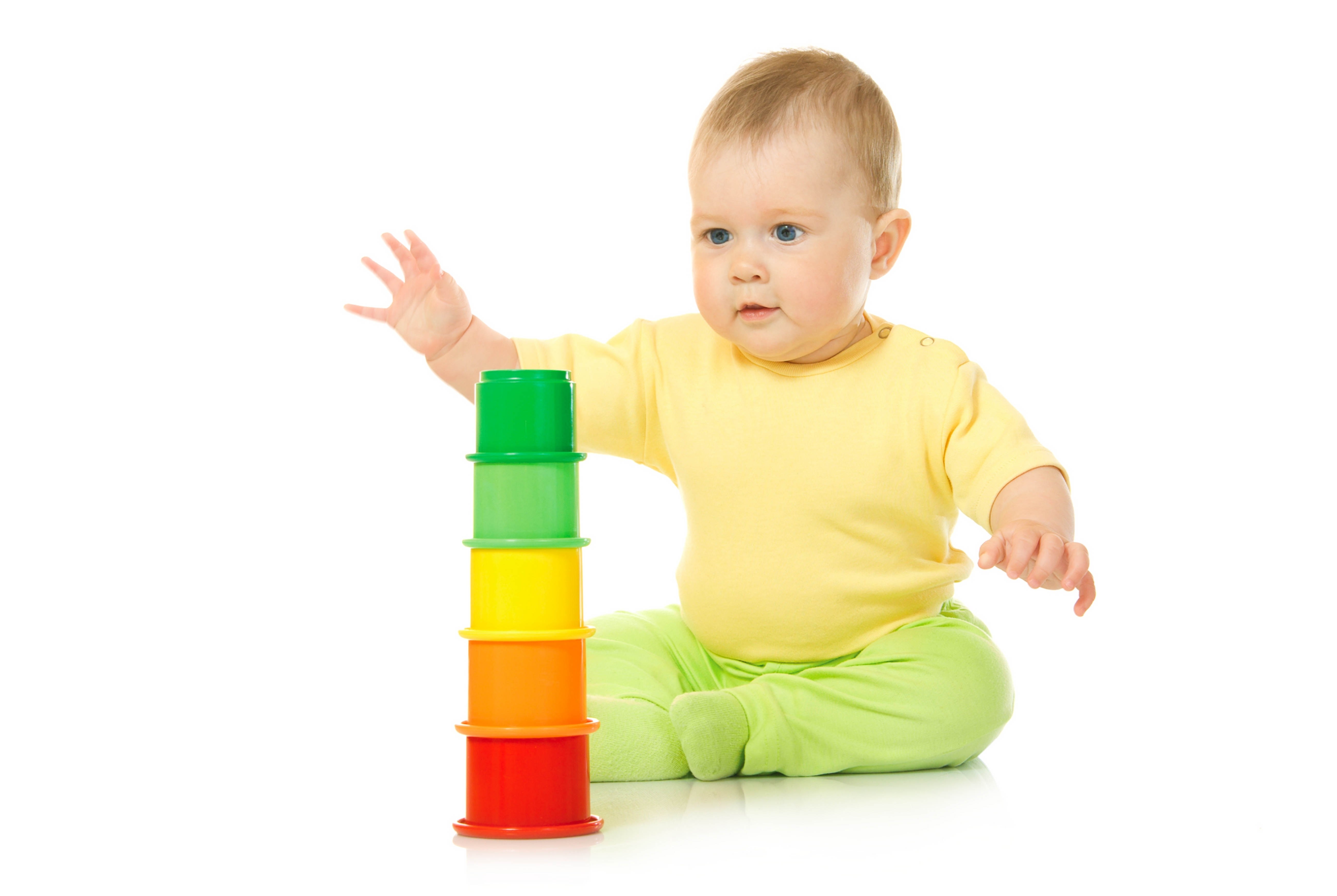Baby playing with stacking cups