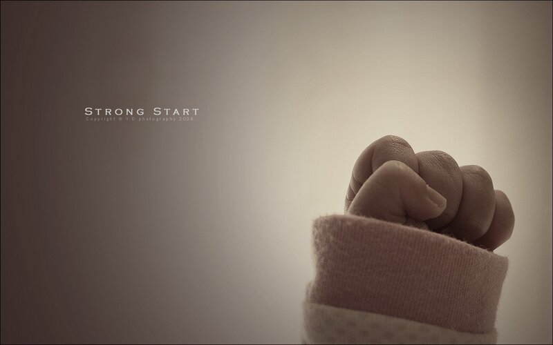 Baby's fist with strong start