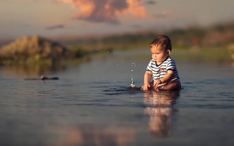Baby Sitting in Water