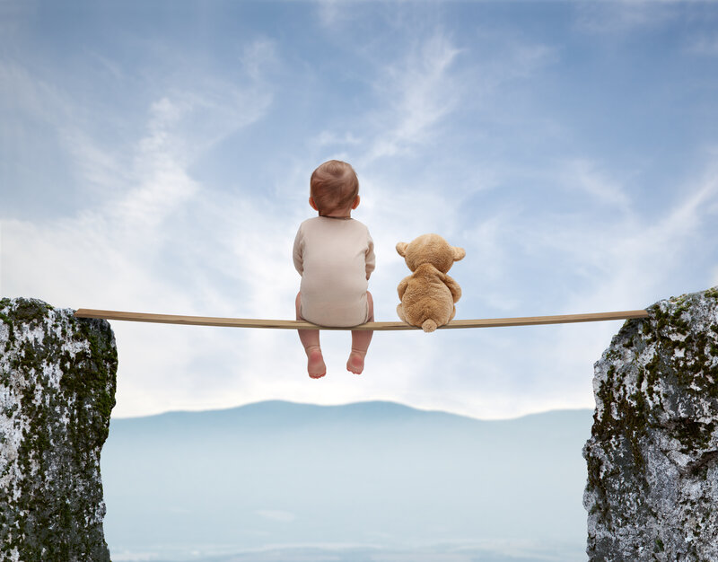 Baby Sitting on Rope