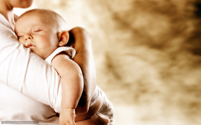 Baby Sleeping in Arms — Beige