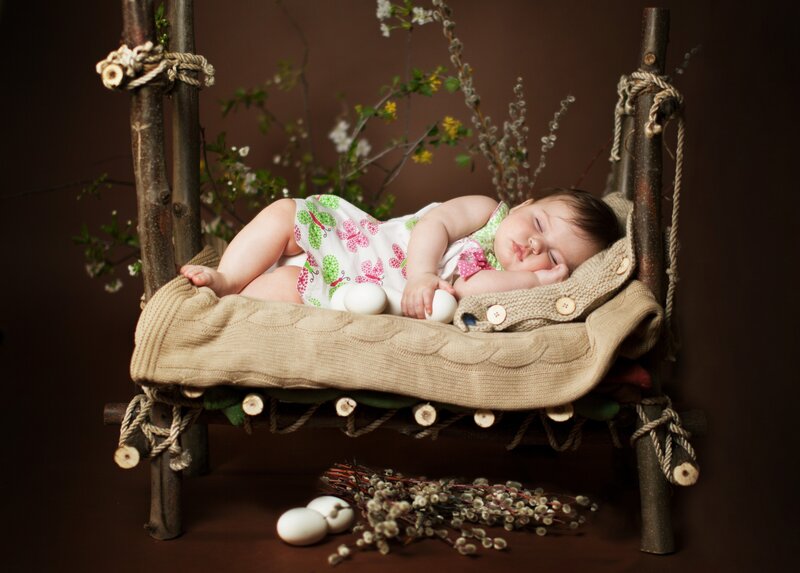 Baby Sleeping in Bed — Brown, Serene, Spring