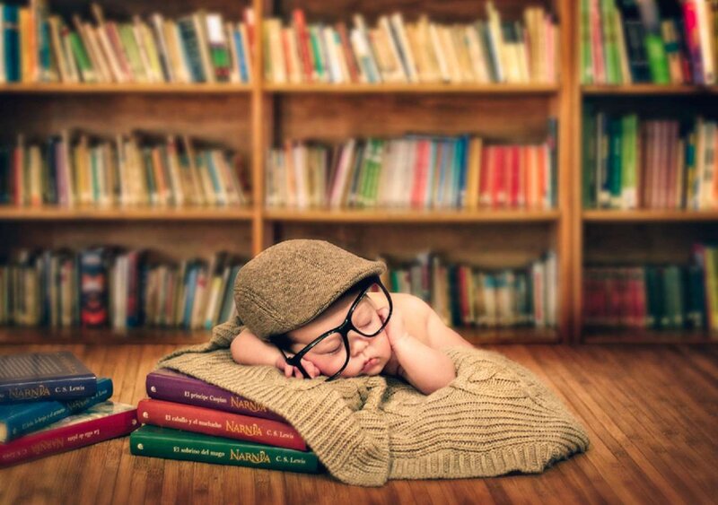 Baby Sleeping on Books