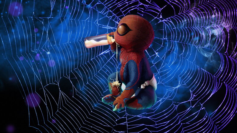 Baby Spider-man Drinking