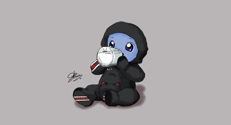 baby stitch drinking milk