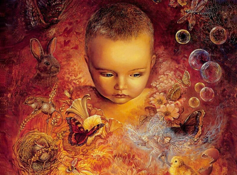 Baby Surrounded by Animals