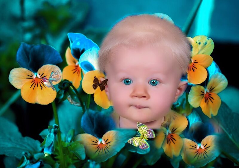 Baby Surrounded by Flowers