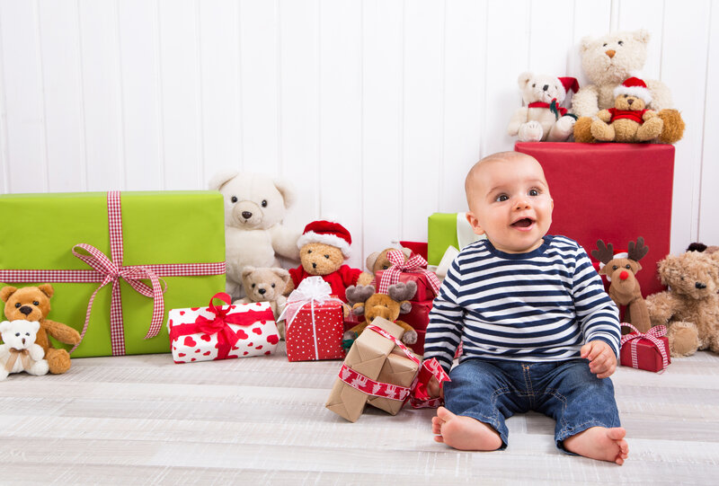 Baby Surrounded by Gifts