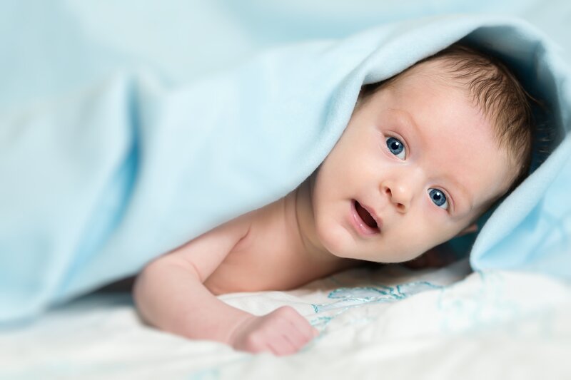 Baby under Blanket — Blue, Calm