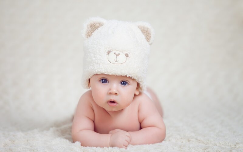 Baby Wearing Bear Hat