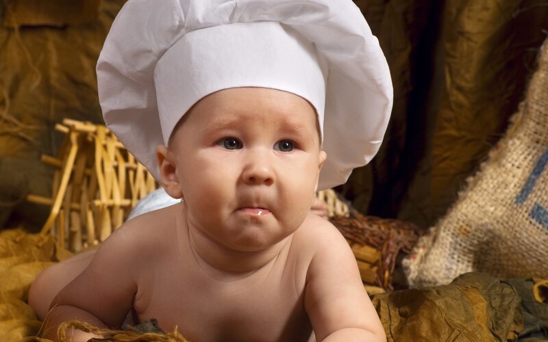 Baby Wearing Chef Hat