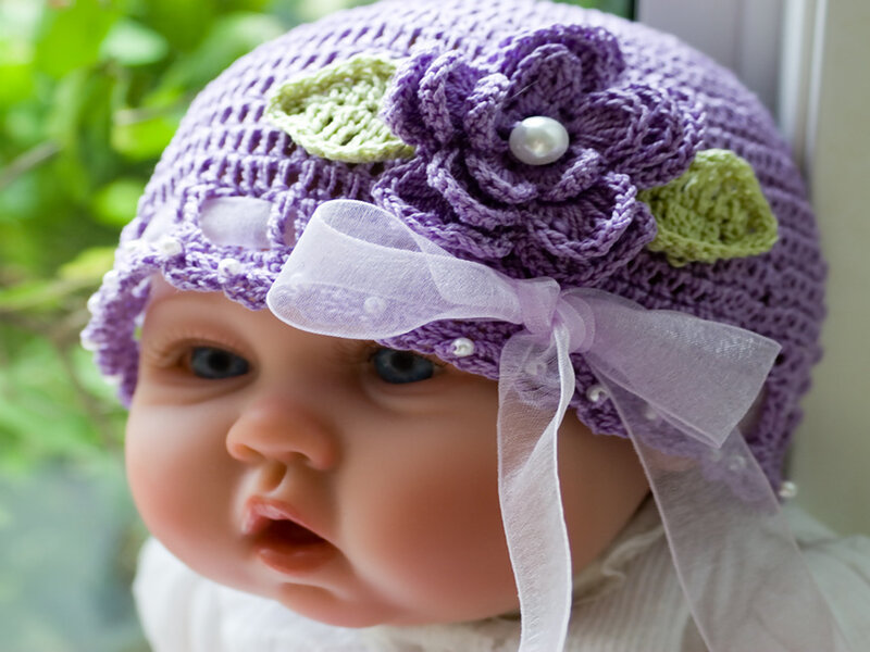 Baby Wearing Crocheted Hat