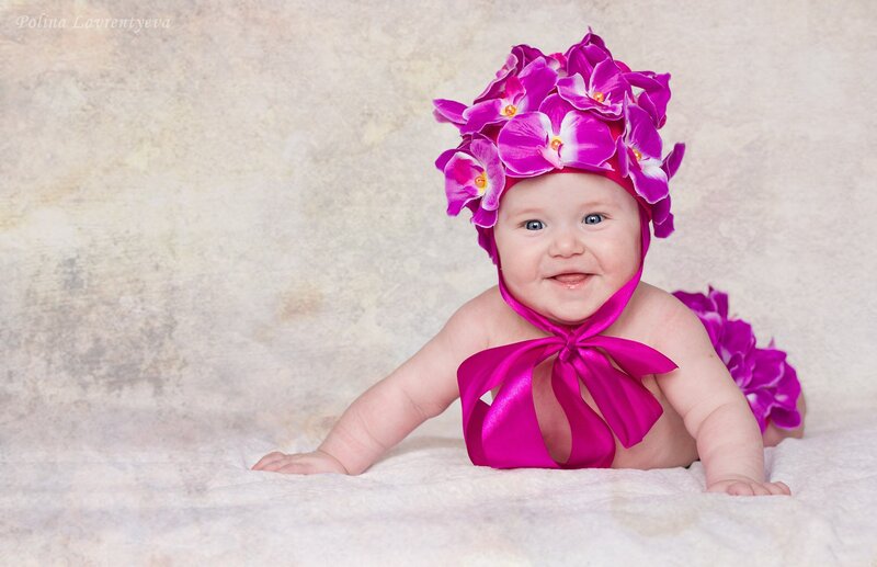 Baby Wearing Flower Hat