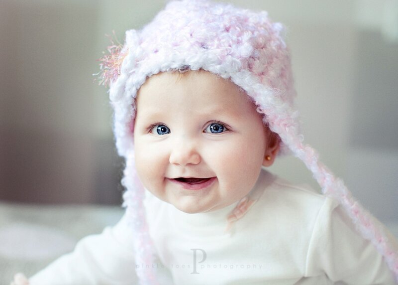 Baby Wearing Hat — Pink, Happy