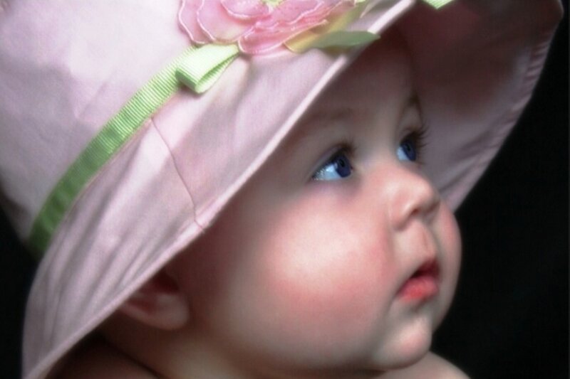 Baby Wearing Hat — Pink