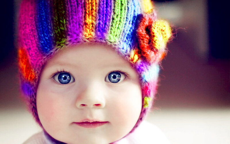 Baby Wearing Hat — Rainbow, Innocent, Photograph