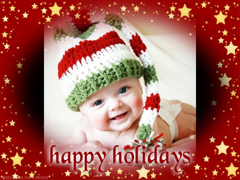 Baby Wearing Hat — Red, Festive