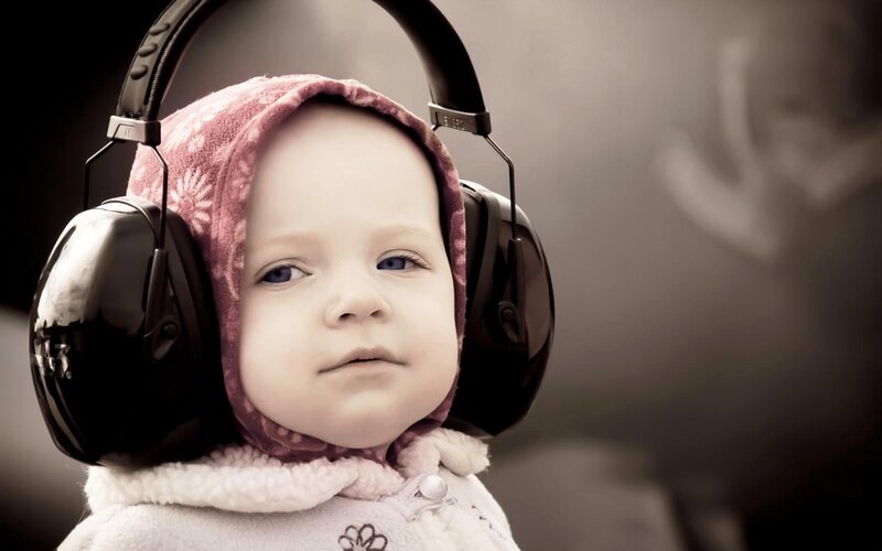 Baby Wearing Headphones — Black, Calm