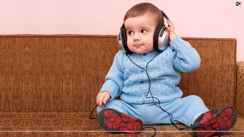 Baby Wearing Headphones — Blue, Calm
