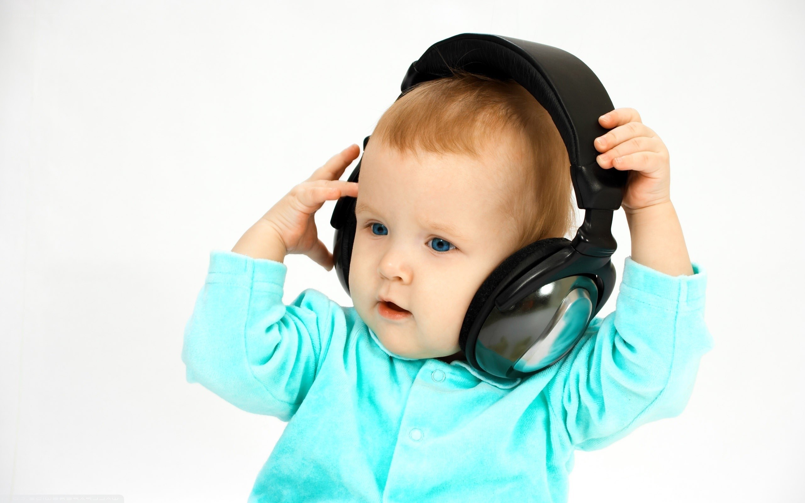 baby wearing headphones