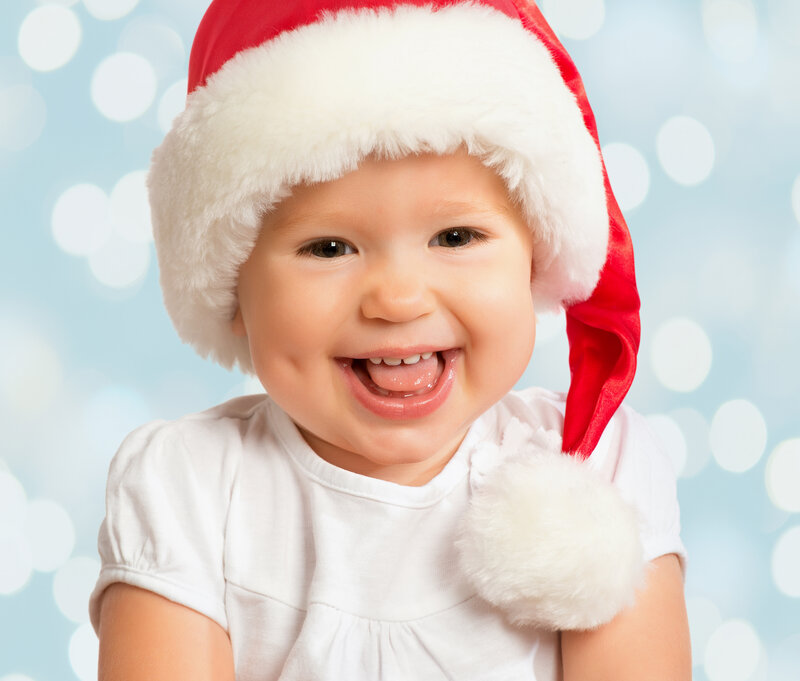 Baby Wearing Santa Hat — Red, Festive