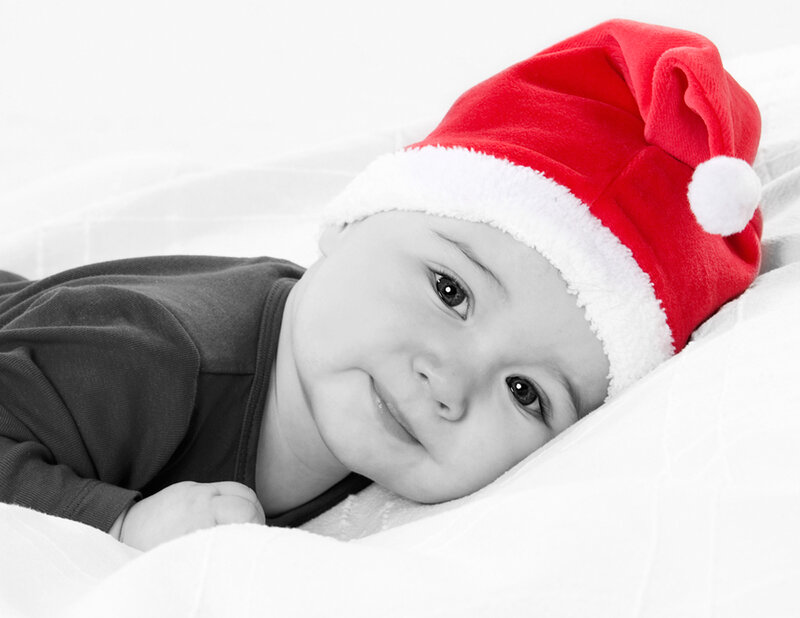 Baby Wearing Santa Hat — Red, Peaceful