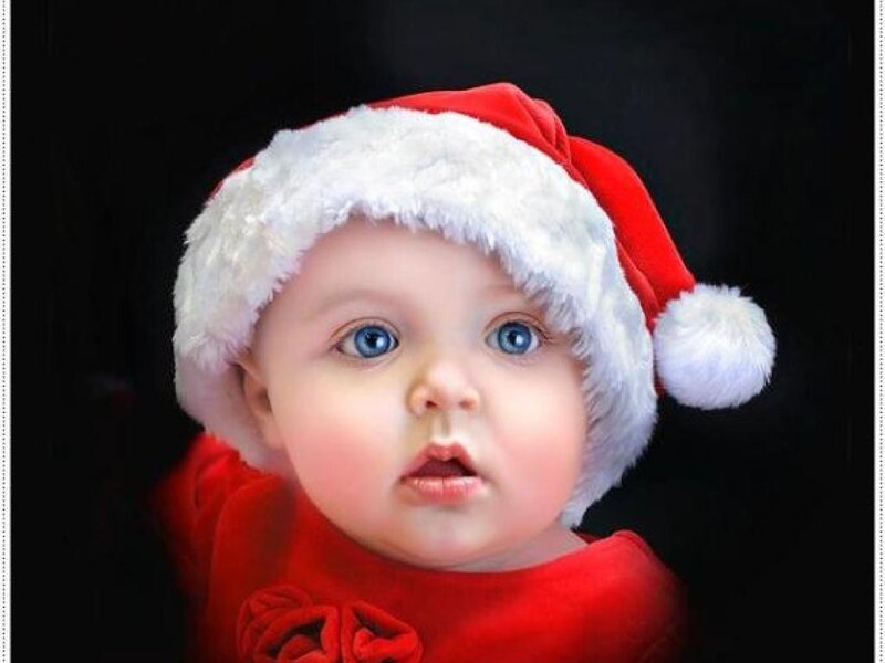 Baby Wearing Santa Hat — Red